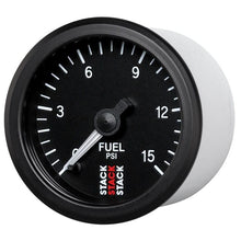 Load image into Gallery viewer, AutoMeter Gauges Autometer Stack 52mm 0-15 PSI 1/8in NPTF Male Pro Stepper Motor Fuel Pressure Gauge - Black