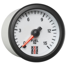 Load image into Gallery viewer, AutoMeter Gauges Autometer Stack 52mm 0-15 PSI 1/8in NPTF Male Pro Stepper Motor Fuel Pressure Gauge - White