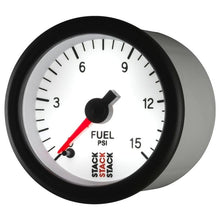 Load image into Gallery viewer, AutoMeter Gauges Autometer Stack 52mm 0-15 PSI 1/8in NPTF Male Pro Stepper Motor Fuel Pressure Gauge - White