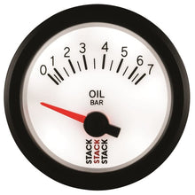 Load image into Gallery viewer, AutoMeter Gauges Autometer Stack 52mm 0-7 Bar M10 Male Electric Oil Pressure Gauge - White