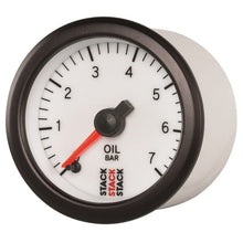 Load image into Gallery viewer, AutoMeter Gauges Autometer Stack 52mm 0-7 Bar M10 Male Pro Stepper Motor Oil Pressure Gauge - White