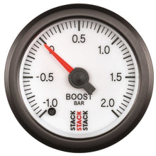 Load image into Gallery viewer, AutoMeter Gauges Autometer Stack 52mm -1 to +2 Bar (Incl T-Fitting) Pro Stepper Motor Boost Pressure Gauge - White