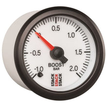 Load image into Gallery viewer, AutoMeter Gauges Autometer Stack 52mm -1 to +2 Bar (Incl T-Fitting) Pro Stepper Motor Boost Pressure Gauge - White