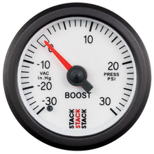 Load image into Gallery viewer, AutoMeter Gauges Autometer Stack 52mm -30INHG to +30 PSI (Incl T-Fitting) Mechanical Boost Pressure Gauge - White