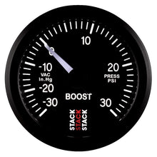 Load image into Gallery viewer, AutoMeter Gauges Autometer Stack 52mm -30INHG to +30 PSI (Incl T-Fitting) Pro Stepper Motor Boost Press Gauge - Black