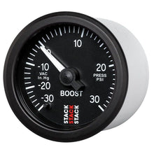 Load image into Gallery viewer, AutoMeter Gauges Autometer Stack 52mm -30INHG to +30 PSI (Incl T-Fitting) Pro Stepper Motor Boost Press Gauge - Black