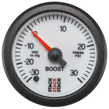 Load image into Gallery viewer, AutoMeter Gauges Autometer Stack 52mm -30INHG to +30 PSI (Incl T-Fitting) Pro Stepper Motor Boost Press Gauge - White