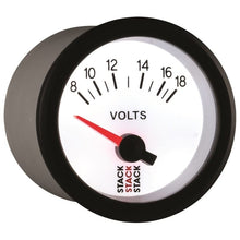 Load image into Gallery viewer, AutoMeter Gauges Autometer Stack 52mm 8-18V Electric Battery Voltage Gauge - White