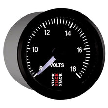 Load image into Gallery viewer, AutoMeter Gauges Autometer Stack 52mm 8-18V Pro Stepper Motor Battery Voltage Gauge - Black