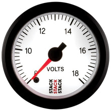 Load image into Gallery viewer, AutoMeter Gauges Autometer Stack 52mm 8-18V Pro Stepper Motor Battery Voltage Gauge - White