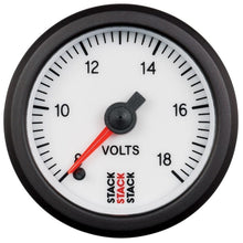 Load image into Gallery viewer, AutoMeter Gauges Autometer Stack 52mm 8-18V Pro Stepper Motor Battery Voltage Gauge - White
