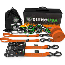Load image into Gallery viewer, Rhino USA Cargo Tie-Downs Rhino USA Heavy Duty Ratchet Tie-Downs 2-Pack (Orange) 1.6In X 8Ft