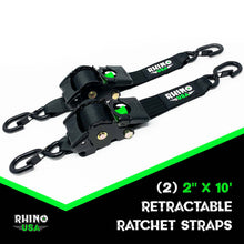 Load image into Gallery viewer, Rhino USA Tow Straps Rhino USA Retractable Ratchet Straps (2Pk 2Inx10Ft) Blue