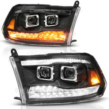 Load image into Gallery viewer, ANZO Headlights ANZO 09-19 Dodge RAM 1500 / 10-18 2500/3500 LED Proj Headlights SeqSig Black - Pair