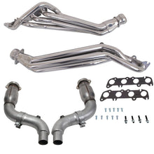 Load image into Gallery viewer, BBK BBK16336 BBK 15-23 Ford Mustang GT 1-3/4 Long Tube Headers w/High Flow Catted Mid Pipe (Silver Ceramic)
