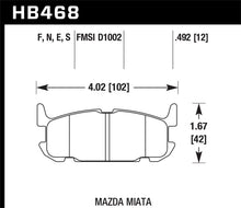 Load image into Gallery viewer, Hawk 03-05 Miata w/ Sport Suspension Blue 9012 Race Rear Brake Pads D1002 Brake Pads - Racing Hawk Performance