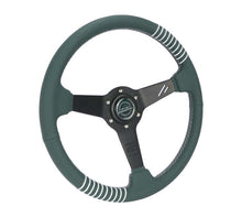 Load image into Gallery viewer, NRG Steering Wheel 1.5in Dish 350mm Black Perforated Leather - Emerald Stitching - Reinforced Spoke | RST-037MB-B-20