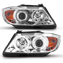 Load image into Gallery viewer, ANZO 2006-2008 BMW 3 Series E90-E91 Projector Headlights w/ Halo w/ LED Bar Chrome (CCFL) Headlights ANZO