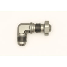 Load image into Gallery viewer, DeatschWerks Fittings DeatschWerks 8AN Male Flare To 8AN Male Flare Bulkhead Adapter 90-Degree (Incl. Nut)