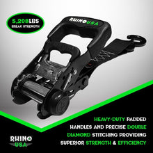 Load image into Gallery viewer, Rhino USA Heavy Duty Ratchet Tie-Down 4-Pack Red 1.6In X 15Ft Cargo Tie-Downs Rhino USA