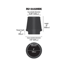 Load image into Gallery viewer, K&N Universal Rubber Filter Round Tapered 6in Flange ID x 7.5in Base OD x 5.25in Top OD x 6in Height