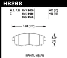 Load image into Gallery viewer, Hawk 03-04 G35/03-05 G35X/ 02-05 350z w/o Brembo Performance Ceramic Street Front Brake Pads Brake Pads - Performance Hawk Performance