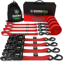Load image into Gallery viewer, Rhino USA Cargo Tie-Downs Rhino USA Heavy Duty Ratchet Tie-Down 4-Pack (Red) 1.6In X 8Ft