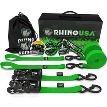 Load image into Gallery viewer, Rhino USA Cargo Tie-Downs Rhino USA Heavy Duty Ratchet Tie-Downs 2-Pack (Green) 1.6In X 8Ft