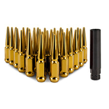 Load image into Gallery viewer, Mishimoto Mishimoto Steel Spiked Lug Nuts M14 x 1.5 32pc Set Gold Lug Nuts Mishimoto