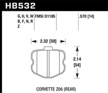 Load image into Gallery viewer, Hawk Performance HAWKHB532N.570 Hawk 06-10 Chevy Corvette (OEM Pad Design) Rear HP+ Sreet Brake Pads