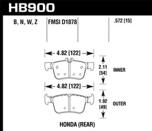 Load image into Gallery viewer, Hawk Performance HAWKHB900N.572 Hawk 16-19 Honda Civic (Excludes Si and Type R) HP+ Street Rear Brake Pads