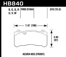 Load image into Gallery viewer, Hawk Performance HAWKHB840G.615 Hawk 2017 Acura NSX DTC-60 Street Front Brake Pads