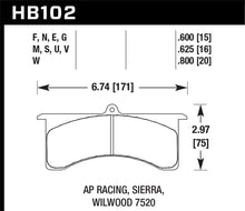Load image into Gallery viewer, Hawk Performance HAWKHB102U.800 Hawk AP Racing 6 / Sierra/JFZ / Wilwood 7520 DTC-70 Race Rear Brake Pads