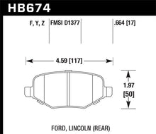 Load image into Gallery viewer, Hawk Performance HAWKHB674F.664 Hawk Ford Edge/Explorer/Flex/Taurus/ Lincoln MKS/MKT/MKX HPS Rear Brake Pads