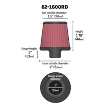 Load image into Gallery viewer, K&N Engineering Air Filters - Universal Fit K&N 2in Base OD x .375in Flange ID x 1.75in H Rubber Base Crankcase Vent Filter