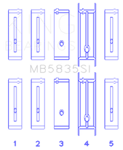 Load image into Gallery viewer, King Engine Bearings KINGMB5835SI1.0 King Engine Bearings ChevrolET 121Ci/Ln2 134Ci Housing Bore +.002 (Size +1.0mm) Main Bearing Set