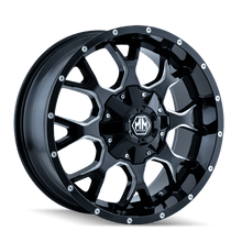Load image into Gallery viewer, Mayhem Wheels - Cast Mayhem 8015 Warrior 18x9 / 5x114.3 BP / 18mm Offset / 87mm Hub Black w/ Milled Spokes Wheel