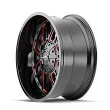 Load image into Gallery viewer, Mayhem Wheels - Cast Mayhem 8107 Cogent 18x9 / 6x135 BP / 0mm Offset / 106mm Hub Black w/ Prism Red Wheel