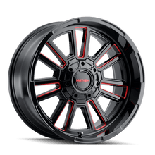 Load image into Gallery viewer, Mayhem Wheels - Cast Mayhem 8115 Apollo 20x9 / 8x170 BP / 0mm Offset / 125.2mm Hub Black w/ Prism Red Wheel