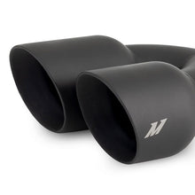 Load image into Gallery viewer, Mishimoto MISMMEXH-TIP-FSTBK Mishimoto Dual Offset Tips 2.5in Inlet 3in Outlet Slash Cut - Black