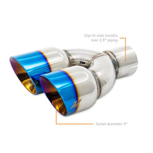 Load image into Gallery viewer, Mishimoto MISMMEXH-TIP-FSTBT Mishimoto Dual Offset Tips 2.5in Inlet 3in Outlet Slash Cut - Burnt