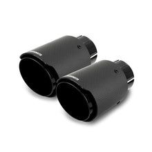 Load image into Gallery viewer, Mishimoto Muffler Mishimoto 2x Carbon Fiber Muffler Tip 2.5in Inlet 3.5in Outlet Black