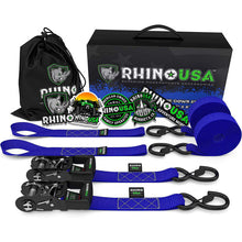 Load image into Gallery viewer, Rhino USA Cargo Tie-Downs Rhino USA Heavy Duty Ratchet Tie-Downs 2-Pack (Blue) 1.6In X 8Ft