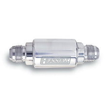 Load image into Gallery viewer, Russell Fuel Filters Russell Performance Polished Aluminum (3-1/4in Length 1-1/4in dia. -8 male inlet/outlet)