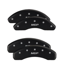Load image into Gallery viewer, MGP 4 Caliper Covers Engraved Front & Rear MOPAR Black finish silver ch Caliper Covers MGP