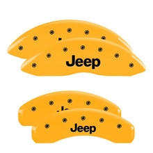 Load image into Gallery viewer, MGP 4 Caliper Covers Engraved Front & Rear WRANGLER Yellow finish black ch Caliper Covers MGP