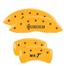 Load image into Gallery viewer, MGP 4 Caliper Covers Engraved Front Lincoln Engraved Rear MKT Yellow finish black ch Caliper Covers MGP