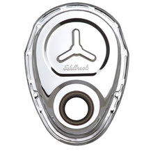 Load image into Gallery viewer, Edelbrock Timing Cover SB-Chevy Chrome w/ Welded Reinforcement Plate Timing Covers Edelbrock