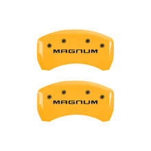 Load image into Gallery viewer, MGP 4 Caliper Covers Engraved Front & Rear Magnum Yellow Finish Black Char 2006 Dodge Charger Caliper Covers MGP