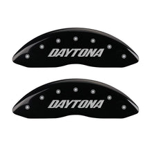 Load image into Gallery viewer, MGP 4 Caliper Covers Engraved Front & Rear Daytona Black finish silver ch Caliper Covers MGP